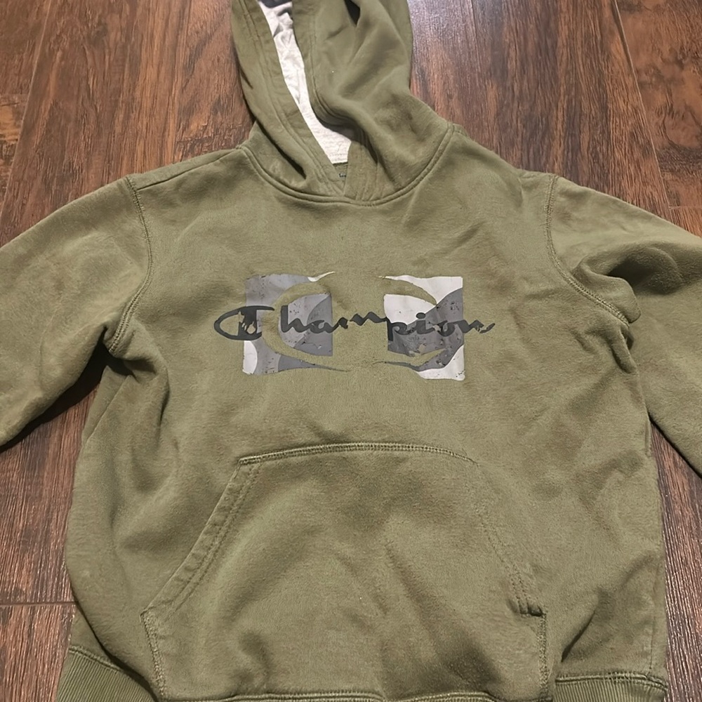 Green, champion sweatshirt